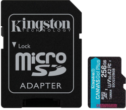 SD/флаш карта Kingston Canvas Go Plus, 256 GB, Micro SDXC, 170 MB/sec, Клас 10 + SD Adapter
