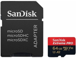 SD/флаш карта Micro SDXC 64GB V30+adapt, SanDisk Extreme Pro
