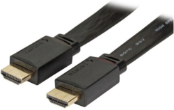 Кабел/адаптер HDMI плосък кабел с HDMI Type A конектори, мъжки-мъжки, черен цвят, 2 метра