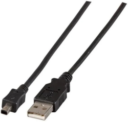 Кабел/адаптер USB 2.0 свързващ кабел A-Mini-B 4 pol., M-M, черен Изберете дължина 1 метър