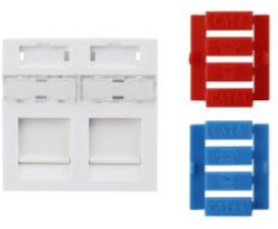 Мрежова розетка за 2 портa, под ъгъл, размери 45x45 мм, бяла на цвят