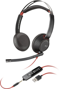 Слушалки HP Poly Blackwire 5220, On-Ear, С кабел, Микрофон, 28 мм, 32 Ω, 90 dB, -38 dB, Черен