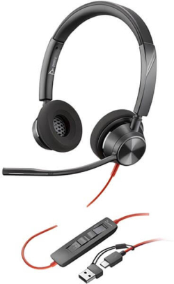Слушалки HP Poly Blackwire 3320 Stereo USB-C Headset +USB-C-A Adapter, Черни