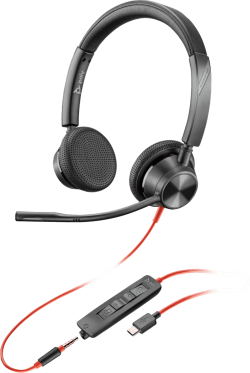 Слушалки HP Poly Blackwire 3325 Stereo USB-C Headset +3.5mm Plug +USB-C-A Adapter