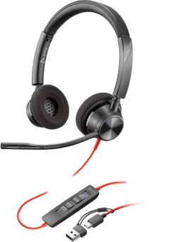 Слушалки HP Poly Blackwire 3320 Stereo Microsoft Teams Certified USB-C Headset +USB-C-A Adapter, Черни