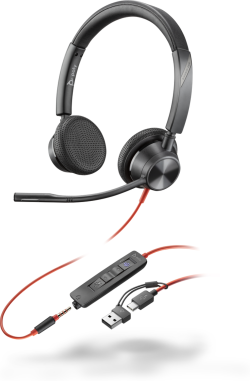 Слушалки HP Poly Blackwire 3325 Stereo Microsoft Teams Certified USB-C Headset +3.5mm Plug +USB-C-A Adapter