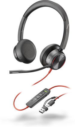 Слушалки HP Poly Blackwire 8225 Stereo USB-C Headset +USB-C-A Adapter SmartBuy