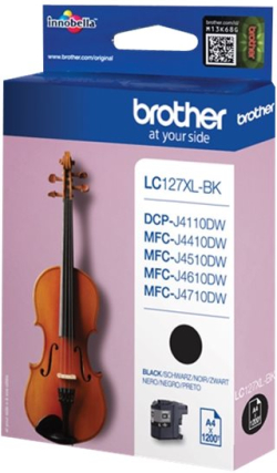Касета с мастило BROTHER LC-127XL, черна касета с мастило с голям капацитет, 1200 страници