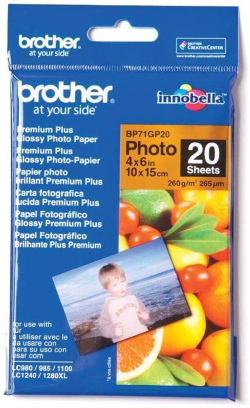 Хартия за принтер BROTHER BP71GP20 photo paper A6 20BL 190g/qm for MFC-6490CW DCP-375CW