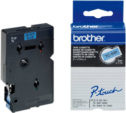 Касета за етикетен принтер Brother TC-591, черно на син фон, ширина 9мм, за Brother P-Touch PT-2000/3000