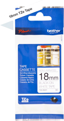 Касета за етикетен принтер BROTHER P-Touch TZE-N241 black on white 18mm