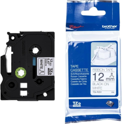 Касета за етикетен принтер BROTHER TZe-R231 textile tape black-white 12mm-4m