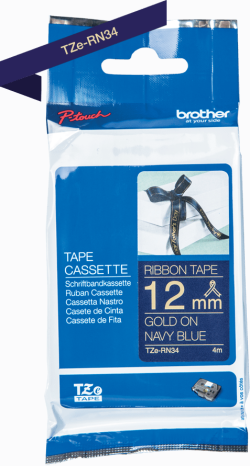 Касета за етикетен принтер BROTHER textile tape gold-navy 12mm-4m