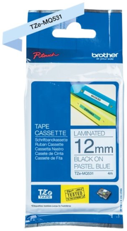 Касета за етикетен принтер BROTHER TZe-MQ531 tape black-pastel blue 4m long