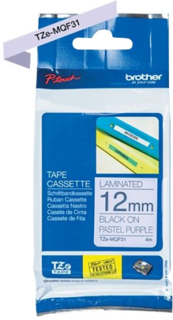 Касета за етикетен принтер BROTHER TZe-MQF31 tape black-pastel light lilac 12mm-4m
