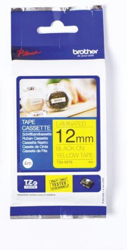 Касета за етикетен принтер BROTHER TZe-631S tape yellow black 12mm