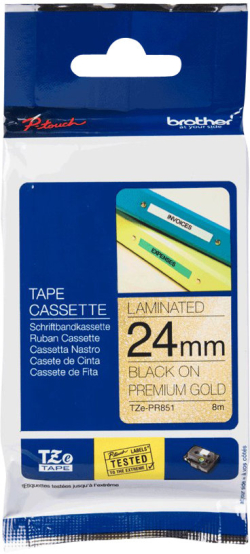 Касета за етикетен принтер BROTHER TZEPR851 Tape cassettes 24 mm bandwidth Premium gold black