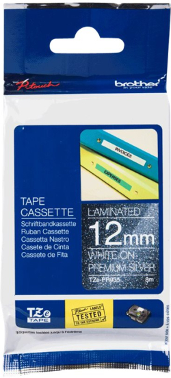 Касета за етикетен принтер BROTHER TZEPR935 Tape cassettes 6-12 mm bandwidth Premium silber White