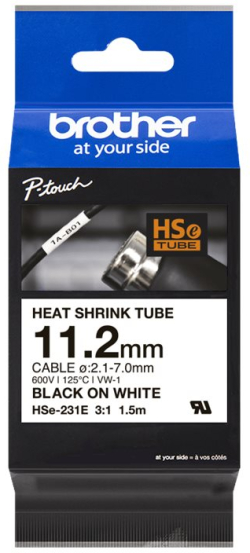 Касета за етикетен принтер BROTHER Heat Shrink Tube Black on White 11.2mm