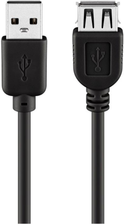 Кабел/адаптер USB 2.0 Hi-Speed удължителен кабел, черен, 2 метра