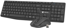 Клавиатура Natec Set 2 in 1 Keyboard Black Squid + Mouse Wireless US Layout, Черна