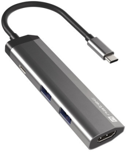 USB Хъб Natec Fowler Multiport Adapter 4 in 1, 2xUSB 3.0 HUB, HDMI 4K, USB-C PD, Slim