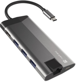 Докинг станция Natec Fowler Plus Multiport Adapter 8 in 1, USB 3.0 HUB, HDMI 4K, USB-C PD, RJ45, SD