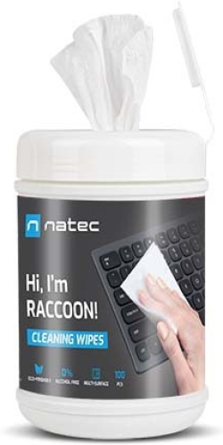 Лаптоп аксесоар Natec Cleaning Wipes Raccoon 10x10 cm 100-Pack