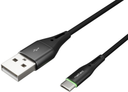 Кабел/адаптер Natec USB-C(M) -- USB-A (M) 2.0 кабел 1м. Черен LED найлон