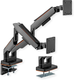 Стойка за монитор ROLINE 17.03.1109 :: Пневматична стойка за 2 x LCD мониторa до 2x20 кг, за плот -