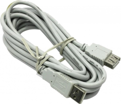 Кабел/адаптер Удължителен кабел, USB A мъжки - USB А женски, екраниран, Сив, 2.50 метра