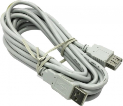 Удължителен кабел, USB A мъжки - USB А женски, екраниран, Сив, 2.50 метра