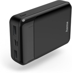 Външна батерия Hama Eco Power 10, 10000 mAh, USB Type-C, 2 A, MicroUSB, 5V, Черен