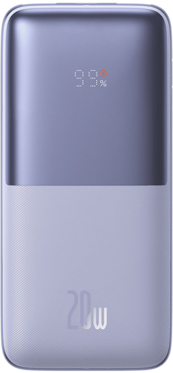 Батерия за смартфон Baseus Bipow, 10000mAh, 20W, 2x USB, LED дисплей, Fast Charging, Лилав