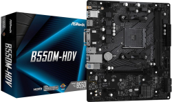 Дънна платка ASRock B550M-HDV, AM4, 2х DDR4 3200 MHz, 10/100/1000 Mb/s, 1x HDMI, MicroATX