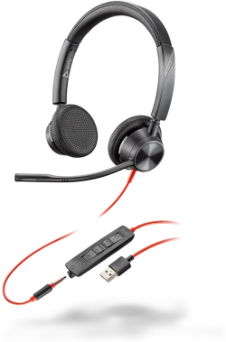Слушалки Poly BLACKWIRE 3325 стерео слушалки, MS, USB-A, 3.5мм жак