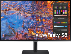 Монитор Samsung ViewFinity S8 S80PB, 32" 3840 x 2160, IPS, 60 Hz, 350 cd/m2, HDMI, DР, Черен