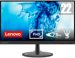 Монитор Lenovo D22e-20 21.5" 1920 x 1080 Full HD, VA, 75Hz, 6ms, 1x HDMI, 1x VGA, черен
