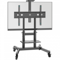 Стойка за телевизор ONKRON Mobile TV Stand Rolling TV Cart for 50"-90" Screens up to 90 кг, Черен