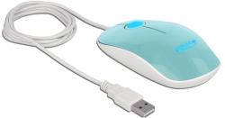 Мишка Оптична мишка DeLock, USB-A, Кабел 1.3 м, USB, 1200 dpi, Tюркоаз