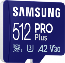 Карта памет Samsung PRO Plus, microSDXC, UHS-I, 512GB, Адаптер