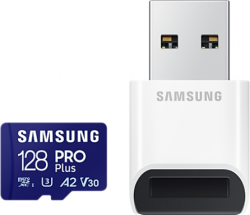 SD/флаш карта Карта памет Samsung PRO Plus, microSDXC, UHS-I, 128GB, Адаптер, USB четец