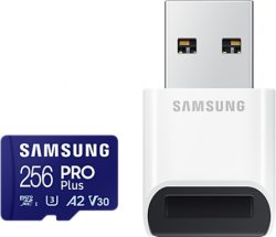 Карта памет Samsung PRO Plus, microSDXC, UHS-I, 256GB, Адаптер, USB четец