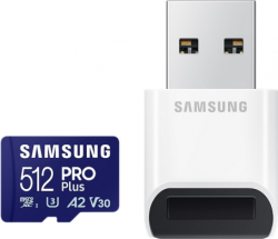 SD/флаш карта Карта памет Samsung PRO Plus, microSDXC, UHS-I, 512GB, Адаптер, USB четец