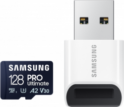 SD/флаш карта Карта памет Samsung PRO Ultimate, microSDXC, UHS-I, 128GB, Адаптер, USB четец