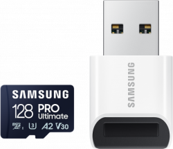 Карта памет Samsung PRO Ultimate, microSDXC, UHS-I, 128GB, Адаптер, USB четец