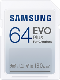 Карта памет Samsung EVO Plus, SD Card, 64GB, Бяла