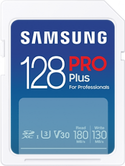Карта памет Samsung PRO Plus, SD Card, 128GB, Бяла