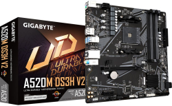 Дънна платка Gigabyte A520M DS3H V2, AM4, 4x DDR4, 4x SATA3 6.0 Gb/s, 1x RJ-45, Micro ATX