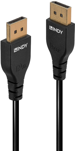 Кабел/адаптер LINDY LNY-36461 :: Кабел DisplayPort 1.4, 8K-60Hz, Slim, тънък, Gold, 1м